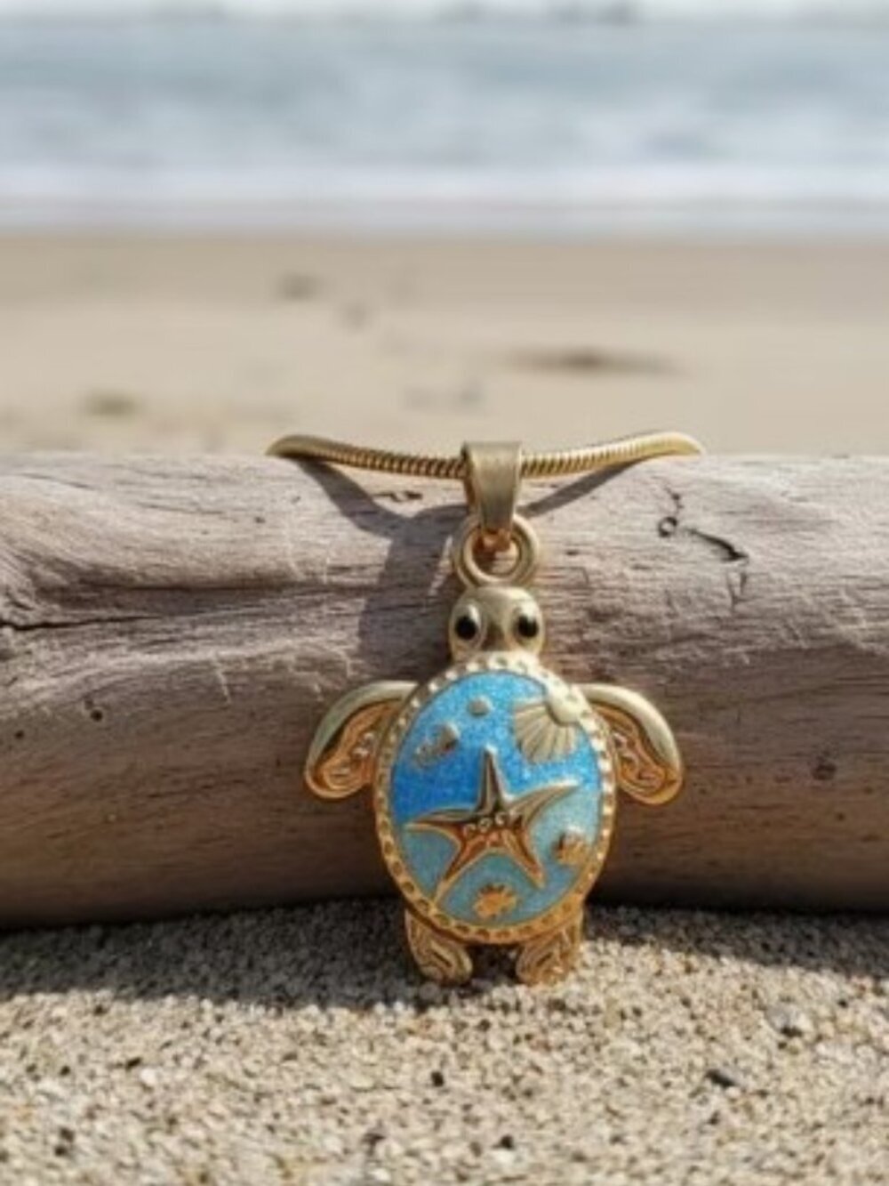 Stainless Steel Bohemian Ocean-themed Sea Turtle Pendant with Colorful Drip Enam